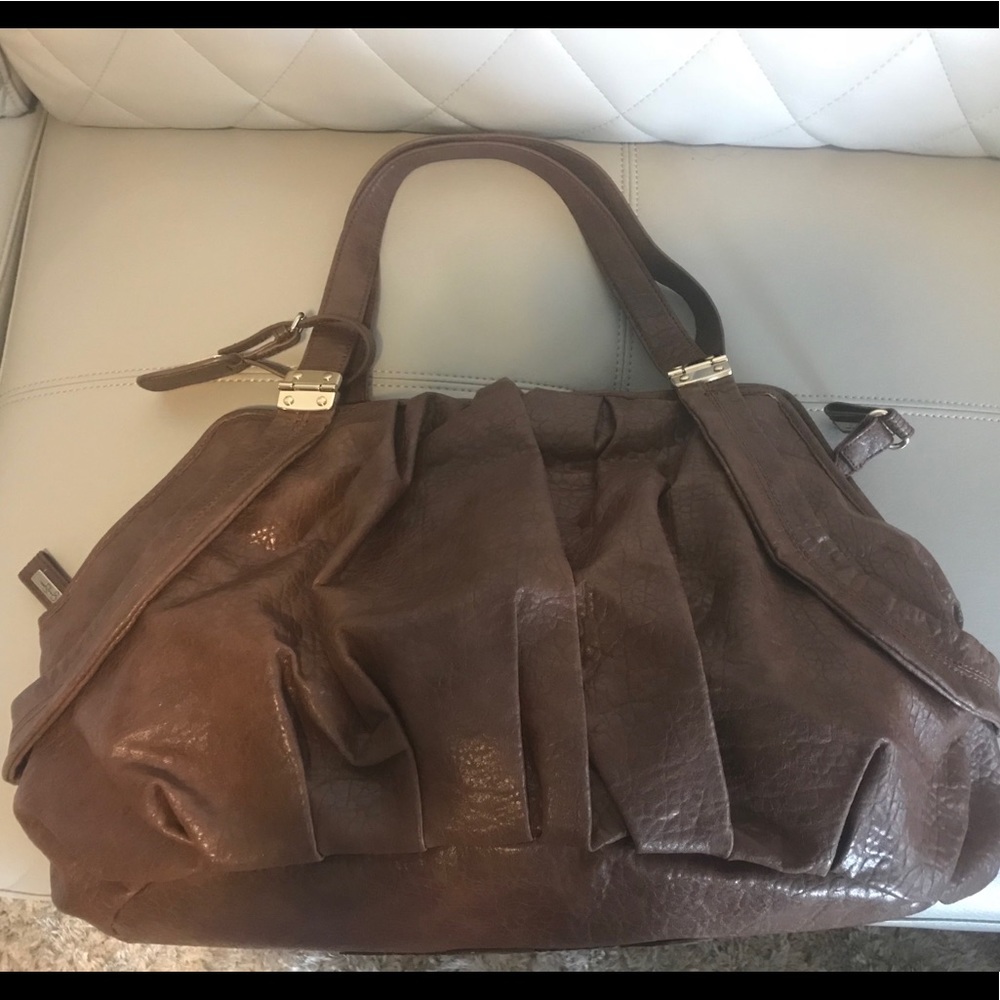 JESSICA SIMPSON LARGE BROWN LEATHER BAG